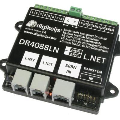 DR4088LN-GND - 3 RAILS - Rétrosignalisation, 16 entrées, S88N IN, LocoNet