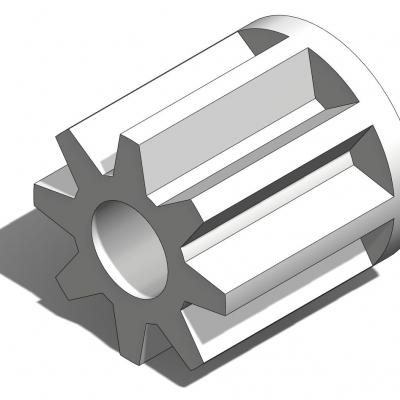 PIGC08-1 Pignon 8 Dents renforcé, axe Ø2mm, module 0,5